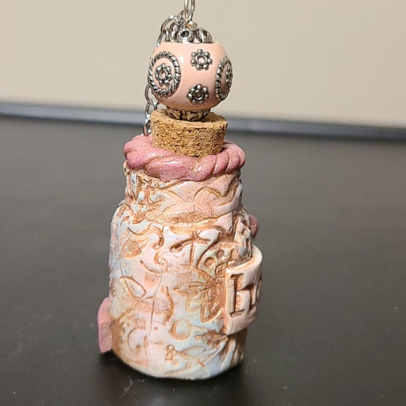 OOAK Handcrafted Clay and Glass Bottle - Picture 4 of 8